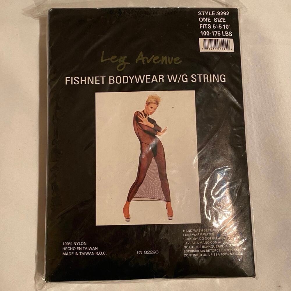 Leg Avenue Black Fishnet Maxi Dress Long Sleeve Y2K Style One Size 8292